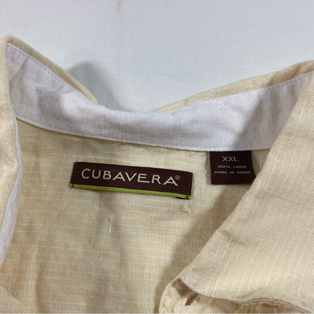 Cubavera Shirt linen Men button down short sleeve Light Tan Summer Beach Natural - Picture 2 of 15